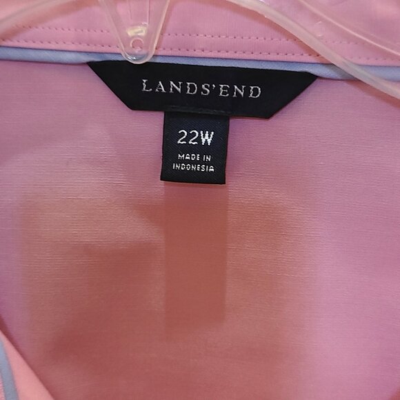 Lands End quantity (2) 3/4 Sleeve Broadcloth Shirt- Pink and Blue - Picture 7 of 10